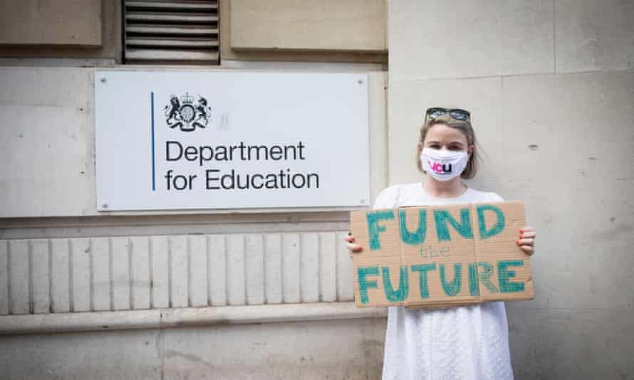 Jo Grady, UCU general secretary, at a student protest in London last August.