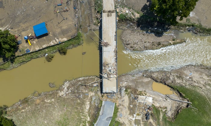 The kind of thing the president will see today: a bridge along KY-3351 over Troublesome Creek near Ary in Perry County, damaged by flooding in eastern Kentucky.