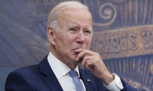 US President Joe Biden listens during a meeting with CEOs about the economy